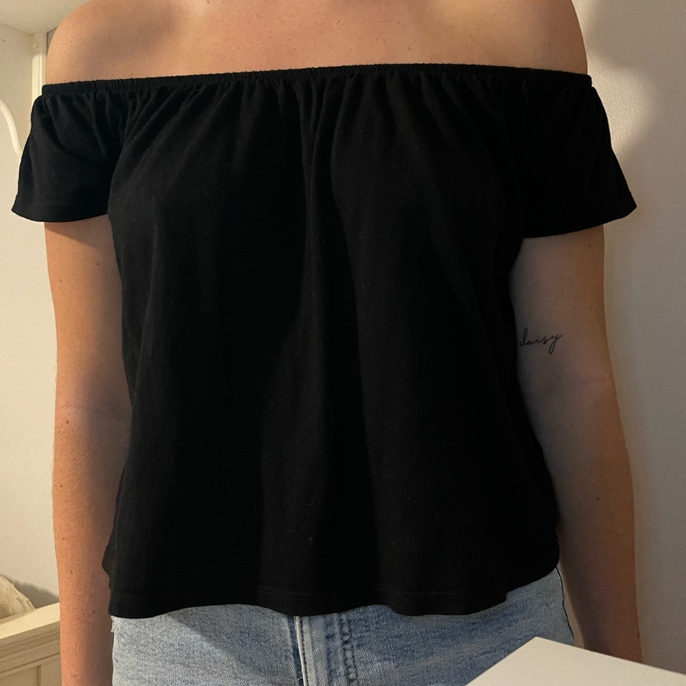 garage off the shoulder shirt
